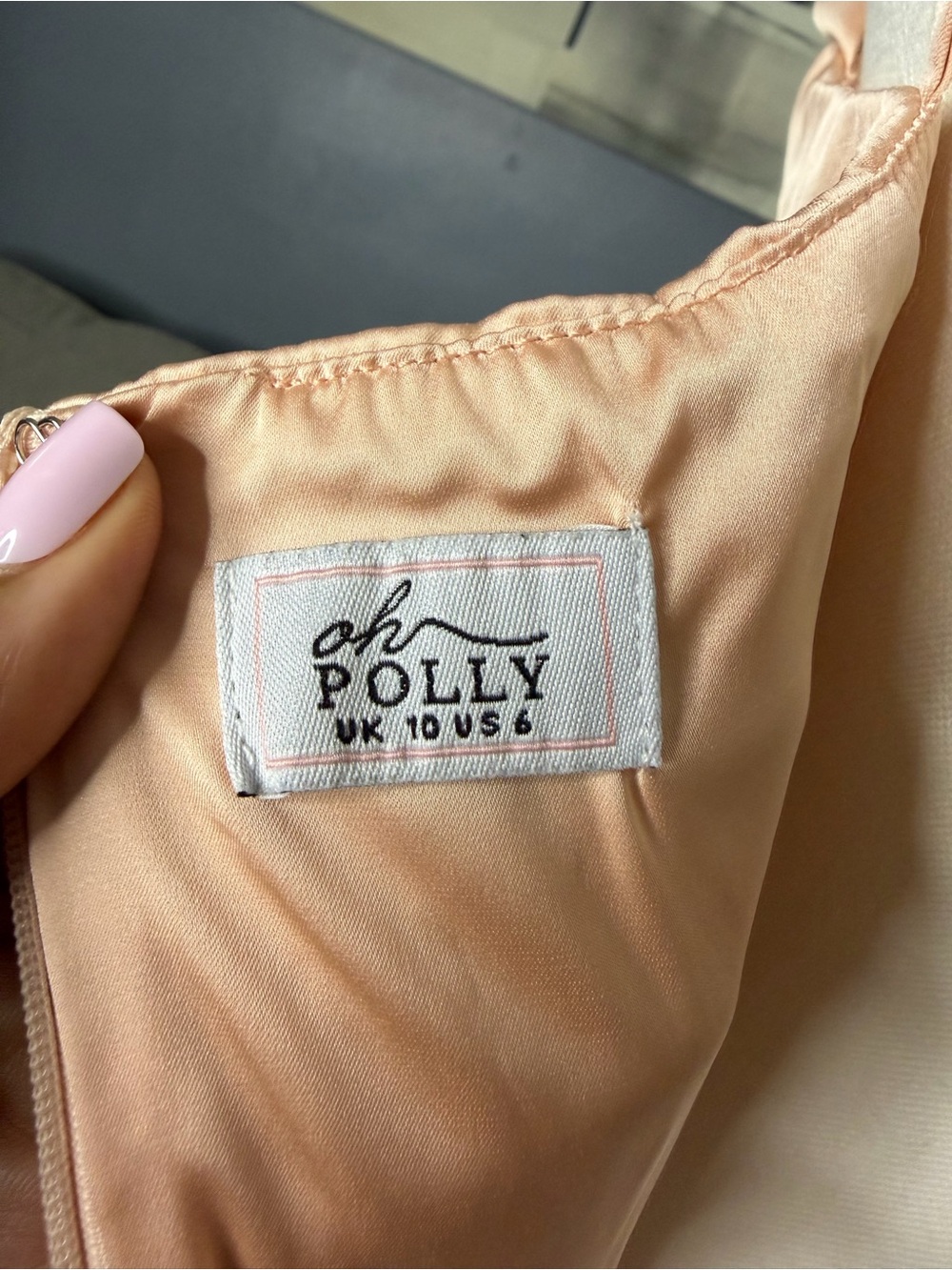 Oh Polly Peach Satin Corset Cowl Neck Mini Dress Size US 6 - Picture 5 of 6